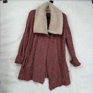 Sleeping on Snow Anthropologie women US S Long Cardigan sweater sherpa collar
